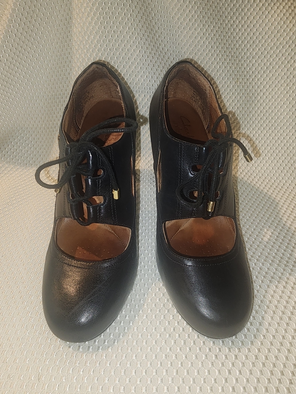 Clarks Black Lace-Up Mary Jane Heels